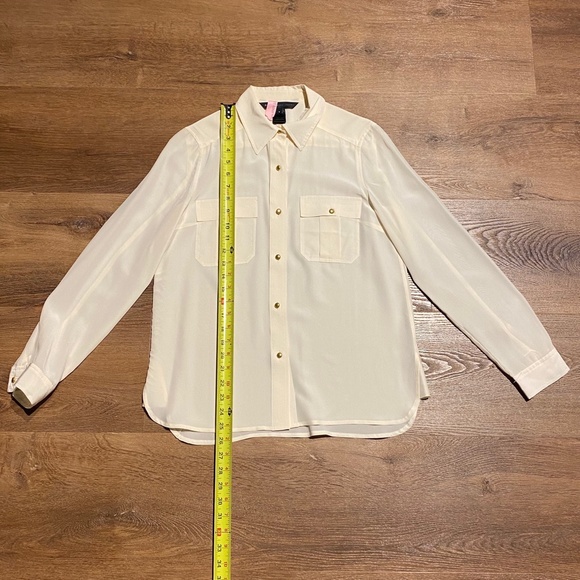 Marc by Marc Jacobs 100% Silk Blouse Canvas White Beige Cream Sz 4 S-M - Picture 5 of 13